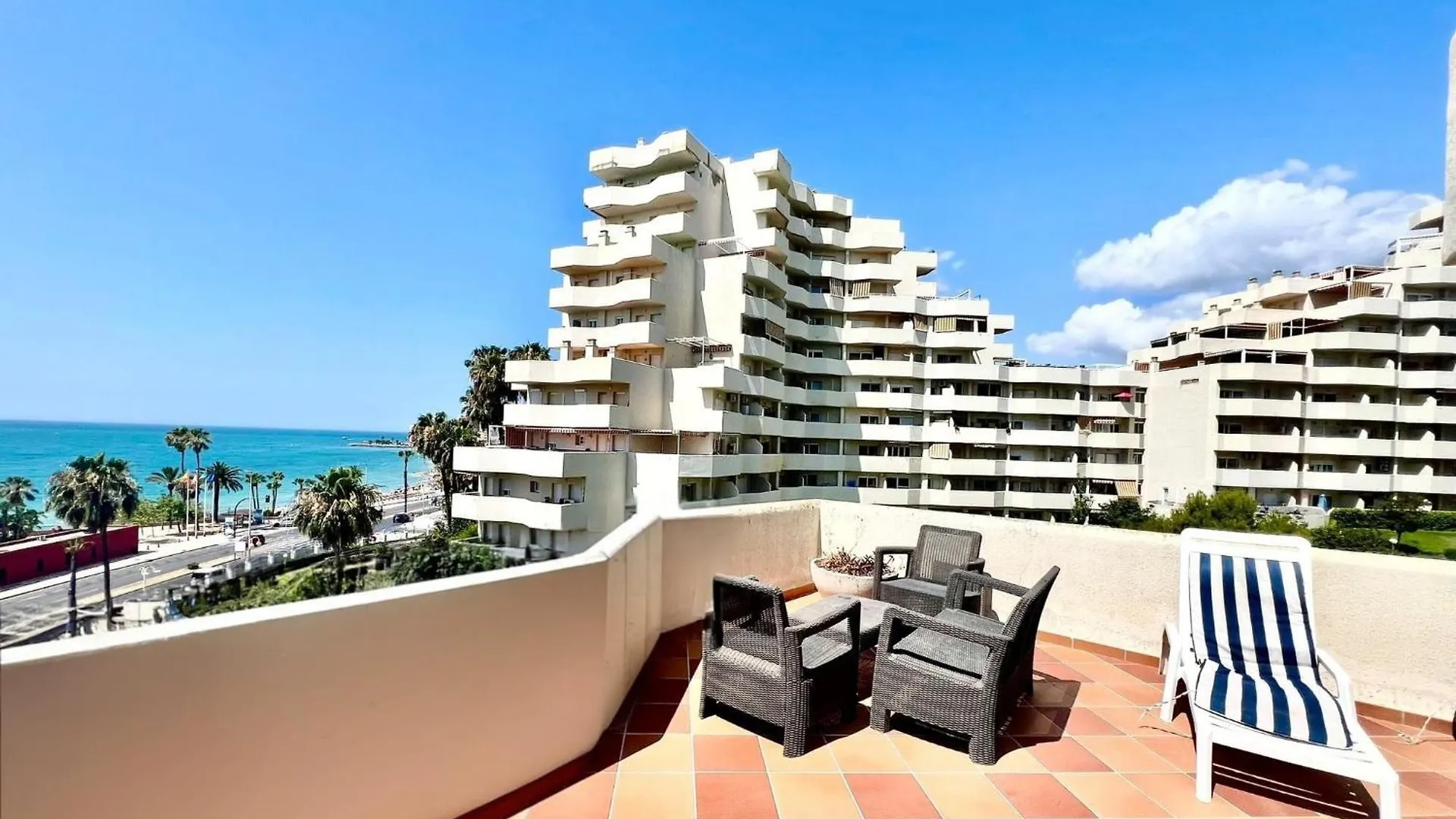 Sea Front Apartment With Large Terrace In Benalbeach Benalmadena Spain